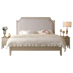 美式轻奢实木床现代简约软包床法式主卧大床1.8米双人婚床公主床