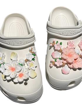 crocs洞洞鞋配饰桃花樱花瓣鞋扣