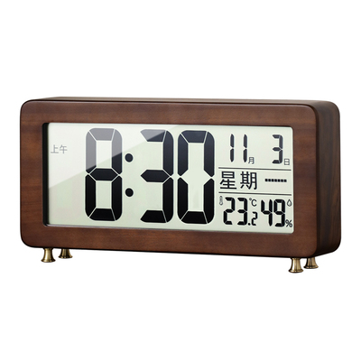 蓝牙对时！复古实木桌面电子座钟