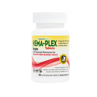 NaturesPlus纽诗斯HEMA-PLEX 补铁片螯合铁养胃孕妇孕期成人30粒