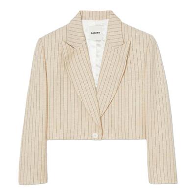 休闲竖条纹直筒短款外套SANDRO