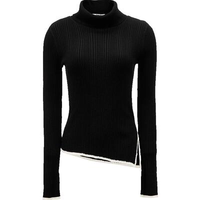 【ONLY奥莱】秋冬时尚简约半高领开衩修身针织衫女