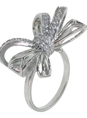 奶泥MILKMUD/高版本蝴蝶结食指戒指女微镶锆石开口可调节夸张巨闪