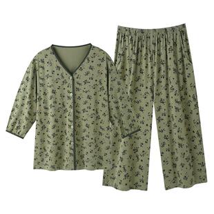 睡衣女春秋款莫代尔七分袖夏季薄款中年妈妈冰丝凉感高级感家居服