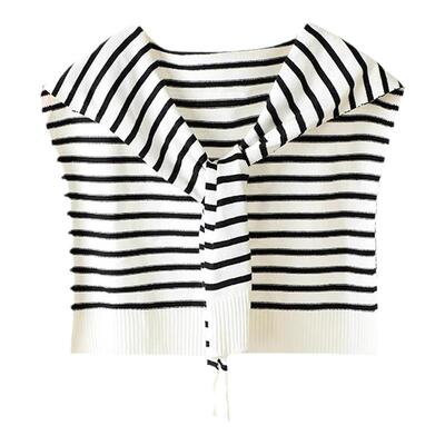 2024新款春秋针织条纹披肩女外搭网红衬衫空调房搭肩毛线护颈披肩