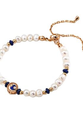 小众设计925银镀金青金石珍珠手链女轻奢高级感气质简约百搭手串