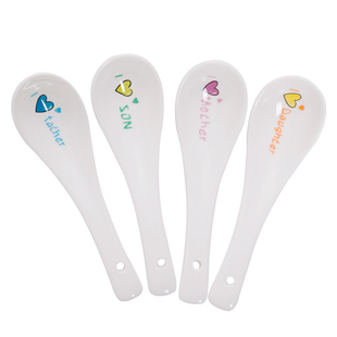 4个装家用骨瓷天鹅汤勺小勺吃饭勺陶瓷长柄粥勺调羹汤匙饭勺大勺