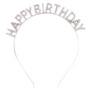 生日快乐发箍高级感水钻皇冠女神氛围感头箍派对布置装饰发卡头饰