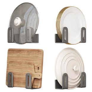 免打孔锅盖架厨房置物架壁挂式菜板砧板架多功能收纳架上墙台面