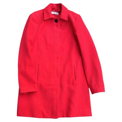 毛呢大衣中长出口原单女红色