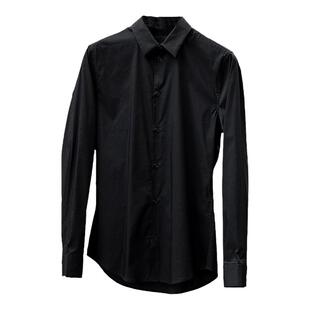 北欧小众 弹力府绸 春季新款男士时尚休闲黑色衬衫商务SLIM衬衣男