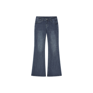 CountryMoment 美式复古低腰牛仔裤女春秋修身显瘦喇叭裤马蹄裤