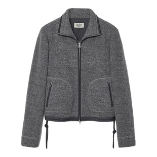 UN MUTE25FW 撞边下摆抽绳贴袋设计双开拉链立领绒感廓形卫衣