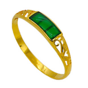 越南沙金手镯女镂空气质镀金镶玉金镯子仿黄金色碧玉卡扣手环首饰