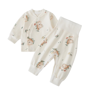 舒绒棉婴儿秋衣套装男女宝宝大屁屁暗扣开裆护肚裤秋冬秋衣裤A类