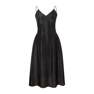 SLKMRKT乃丝真丝桑蚕丝连衣裙双宫茧新款高端气质法式裙气质长裙