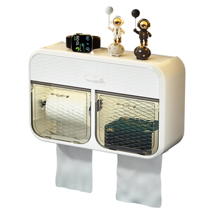 卫生间壁挂式抽纸盒免打孔防水厕所纸巾盒收纳卷纸抽纸创意置物架