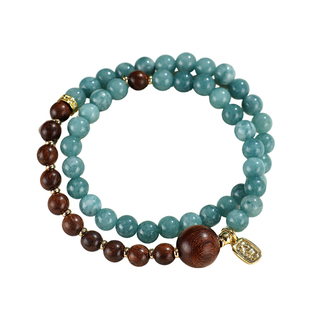 敦煌绮梦·青岚玉髓金丝檀木手链新中式国风博物馆文创送朋友闺蜜