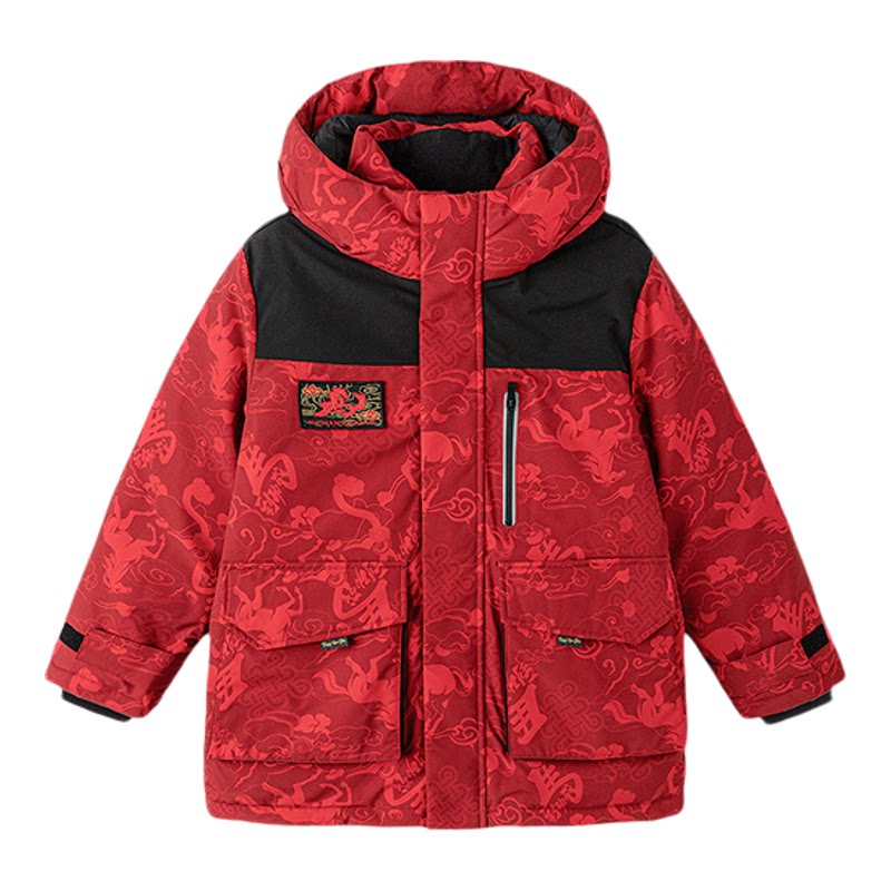 巴拉巴拉男童红色拜年服羽绒服厚