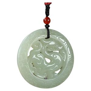 真品和田玉仿古龙玉吊坠青白玉双面镂空龙牌男士女士玉佩玉石挂件