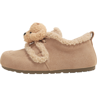 TTKJ懒人毛毛鞋魔术贴软底鞋子女款2026新款甜妹风平底休闲勃肯鞋