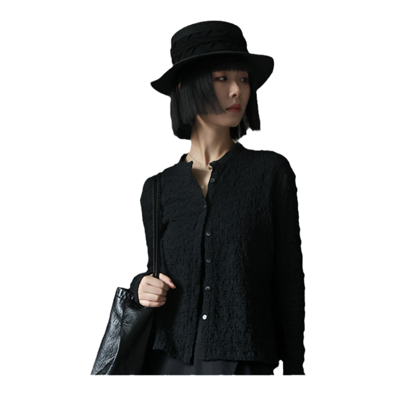 女性日记2025新款时尚高级感长袖衬衫打底衫春秋上衣服短外套女装