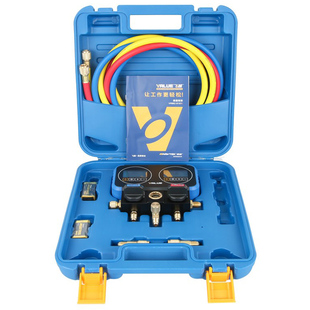 飞越空调制冷电子冷媒双氟表数显充氟表歧管仪加氟表 加液冷媒表