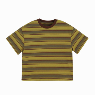 砚台家童装男童A类撞色条纹T恤2026夏季新款男孩半袖儿童短袖上衣