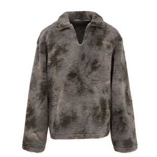 VLABMADE *苔藓迷彩*扎染做旧美式复古V领摇粒绒套头卫衣宽松外套