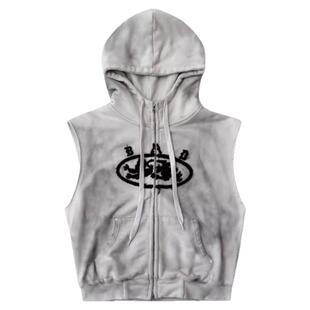 badblood美式复古做旧扎染连帽卫衣马甲男女休闲运动七分裤套装潮