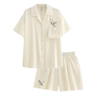 悦内情侣睡衣女夏季莫代尔短袖短裤夏天夏款家居服男款可出门外穿