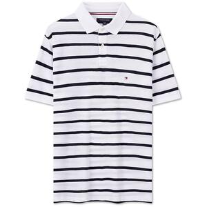 Tommy男装条纹小绣标短袖POLO衫