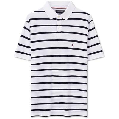 Tommy男装条纹小绣标短袖POLO衫