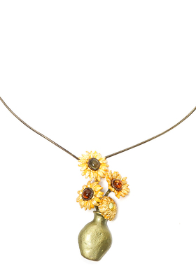 梵高向日葵长款复古小众设计吊坠