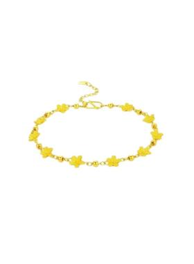 新款桃花朵朵中式婚嫁手串女999黄金色花丝繁花甜美气质手链送礼