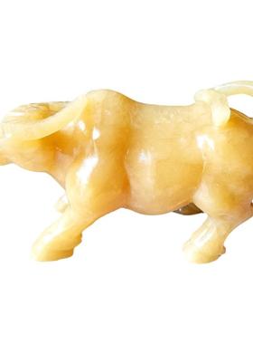 玉石牛生肖黄玉祝福新中式客厅