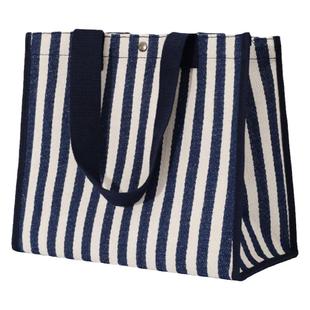 帆布包女上班族手提包大容量条纹单肩收纳手提袋子外出时尚购物袋