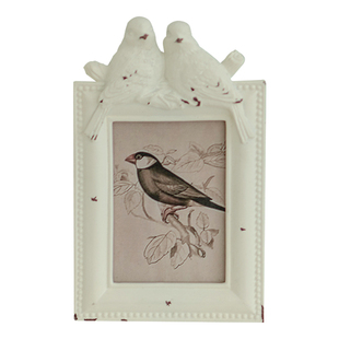 复古森林欧法式小鸟浮雕树脂白色相框架影楼婚庆家居装饰摆件道具