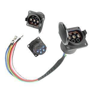 新能源汽车车端充电口国标7孔插座32a充电枪电车交流慢充底座维修