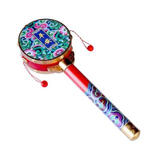拨浪鼓婴幼儿早教新生儿复古手摇鼓中国风小宝宝安抚儿童玩具礼物