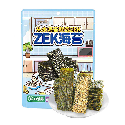 zek旗舰店芝麻肉松夹心海苔脆25g休闲零食儿童紫菜零食