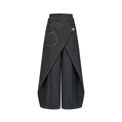 2026假两件解构设计休闲牛仔裤女