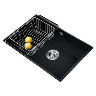 悍高厨房石英石水槽窄边大单槽家用洗菜盆洗碗池台下盆沥水篮套餐