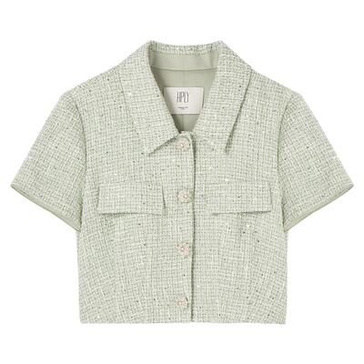 【商场同款】HPLY荷比俪2025夏新款女短款复古通勤时尚气质外套