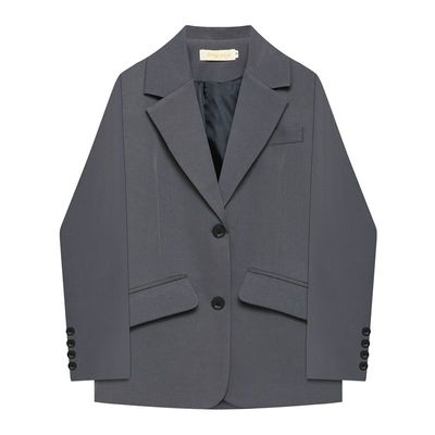 烟灰色设计感职业休闲西服女人味