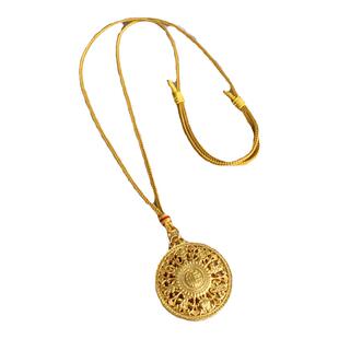 八宝罗盘编织绳沙金吊坠新中式长款项链古法黄色项链绳高端挂绳子