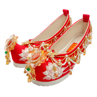 佳期如梦 中式婚鞋原创秀禾婚鞋内增高绣花鞋手工红色汉服婚鞋女