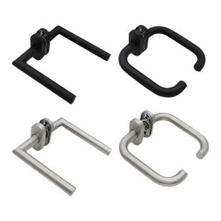 304不锈钢黑色有框门把手室内门通用型双弯执手锁通道门把手拉手