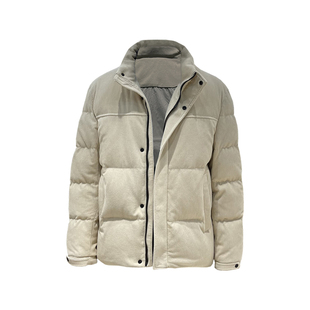 工厂店代买热销新款条绒羽绒服 男士商务时尚立领白鸭绒短外套