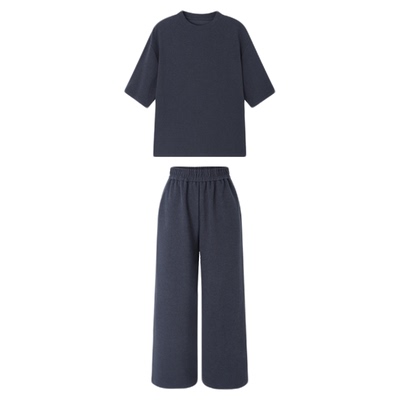 swx studio 七八套装 七分袖八分裤极简松弛感休闲卫衣套装232A